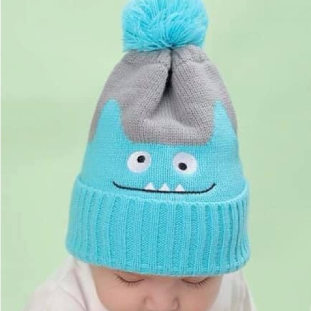 Blue and Gray Monster Beanie